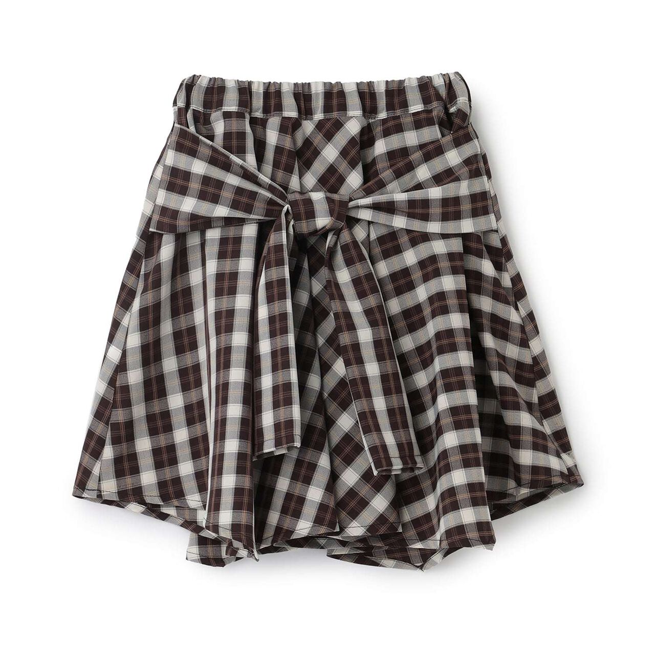 Gathered Check Shirt-Style Skirt with Inner Shorts [Kids Girls],Red, large image number 3