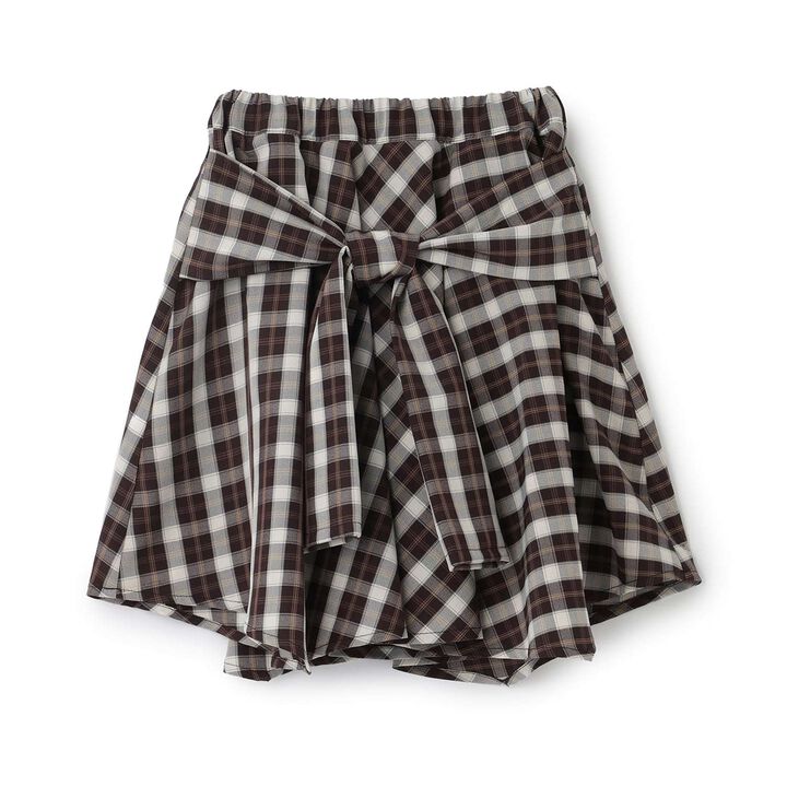 Gathered Check Shirt-Style Skirt with Inner Shorts [Kids Girls],Red, medium image number 3
