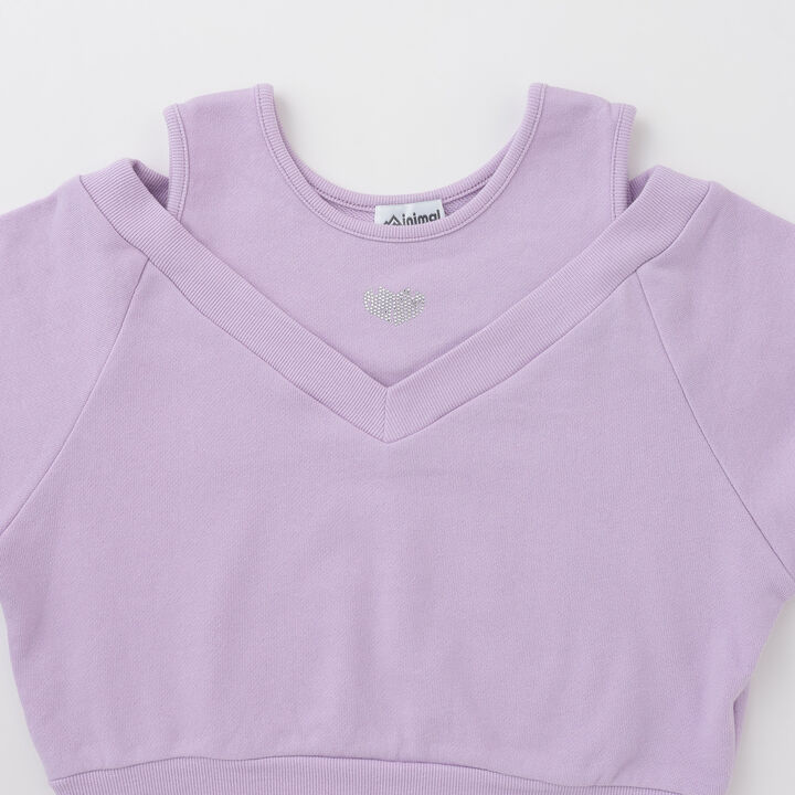 Shoulder Opening Fleece Pullover,Lavender, medium image number 2