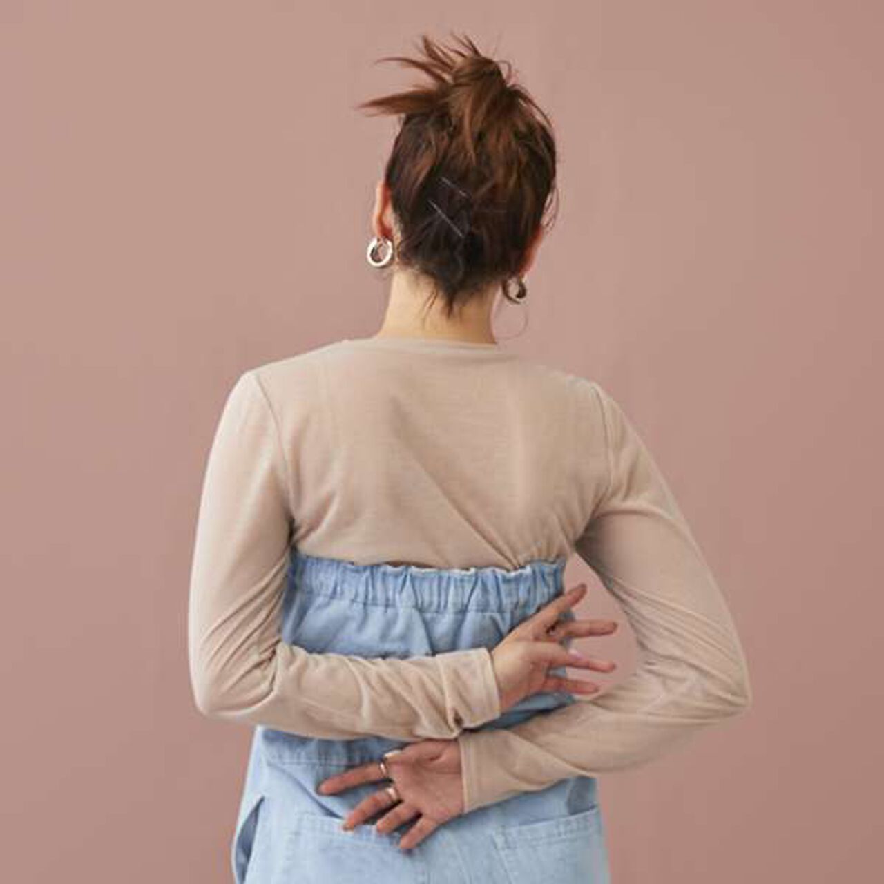 [LADIES] Sheer T-Shirt with Bra Top,Light beige, large image number 10