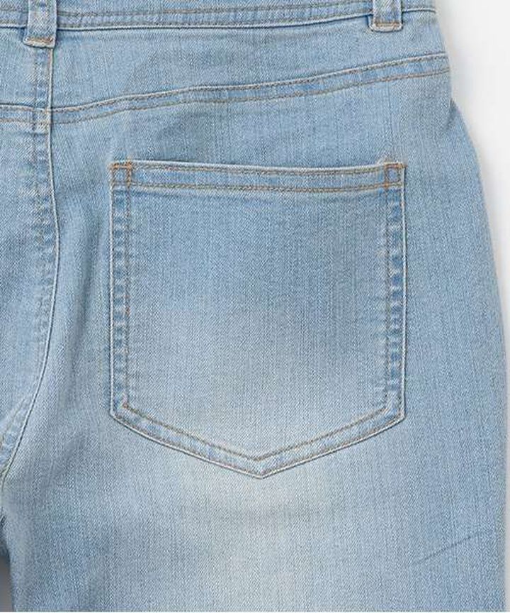 Lace-Trimmed Denim Flare Pants,Light blue, medium image number 2