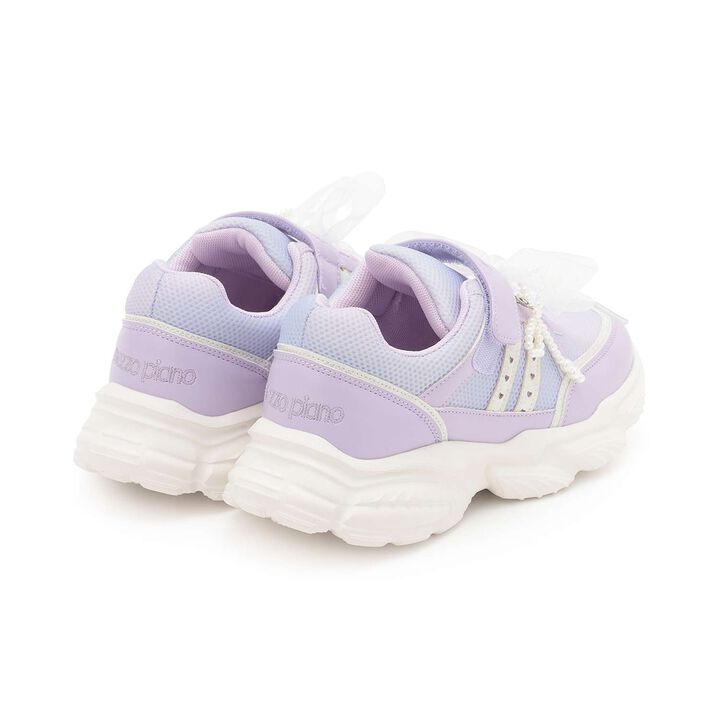 Charm-Attached Heart Velcro Sneakers,Lavender, medium image number 2