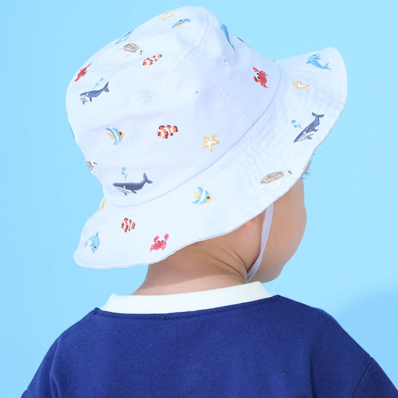 [Heat Shielding] Embroidered Bucket Hat,Sax blue, large image number 2