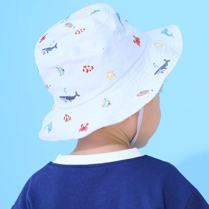 [Heat Shielding] Embroidered Bucket Hat,Sax blue, medium image number 2