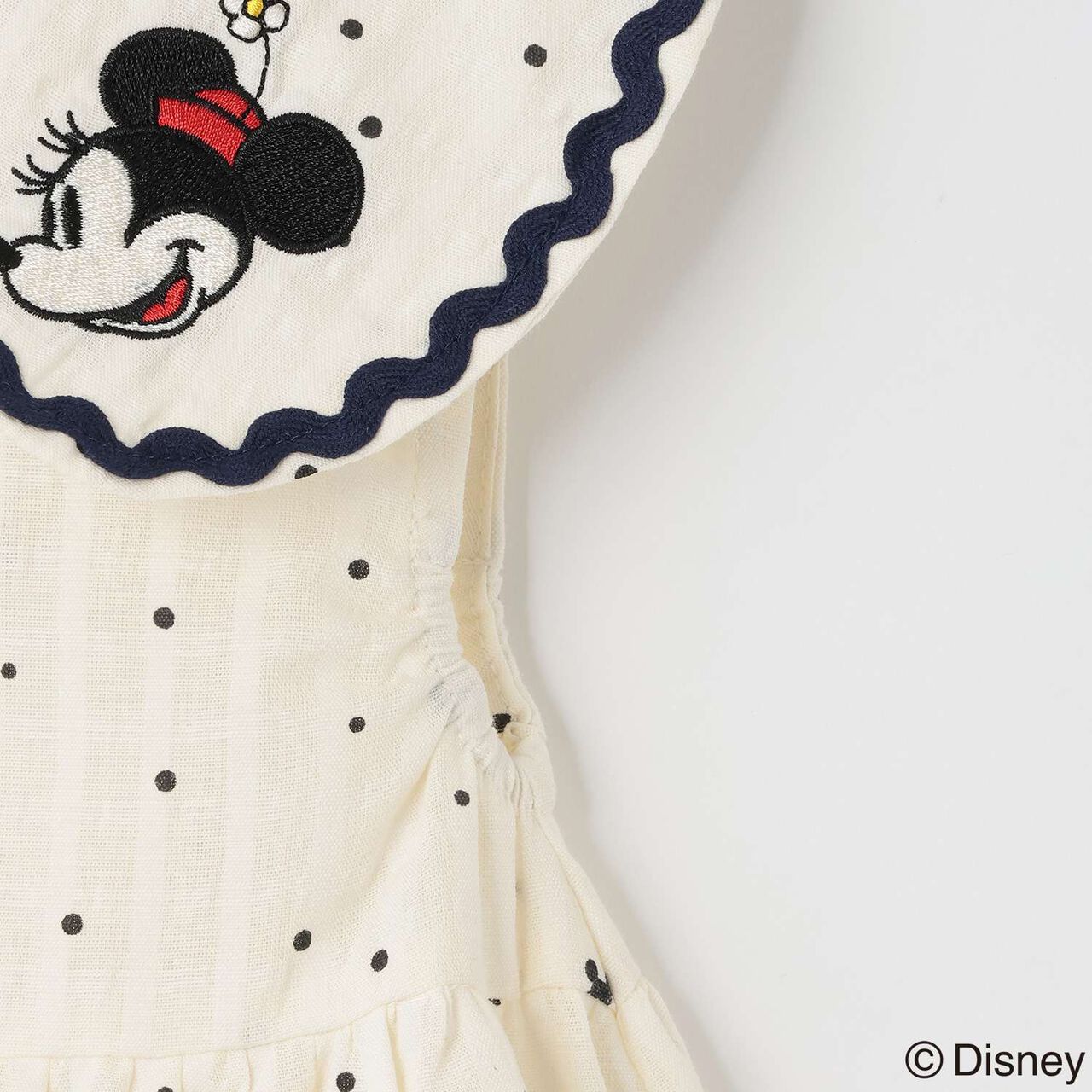 [Disney] Collar Embroidered Tiered One-Piece Dress,Navy, large image number 5