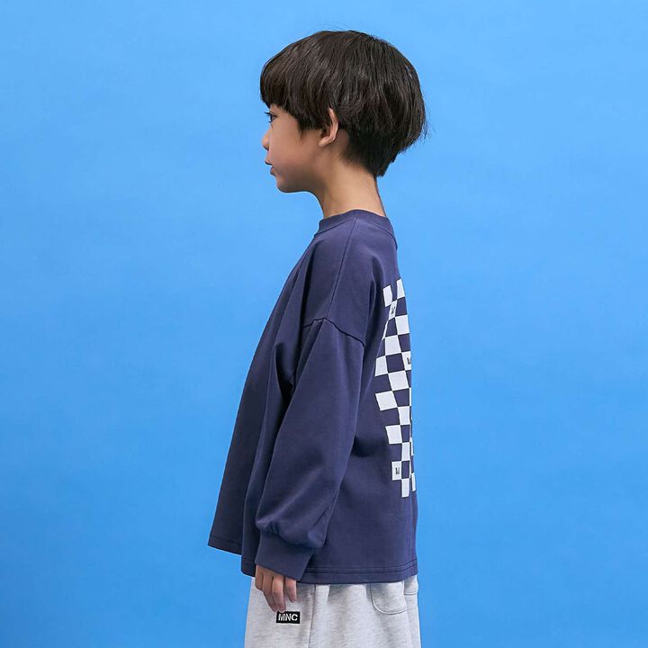 [Anti-Stain & Quick-Dry & Shape Retention] Checker Flag Printed T-Shirt [MNCM],Navy, medium image number 29