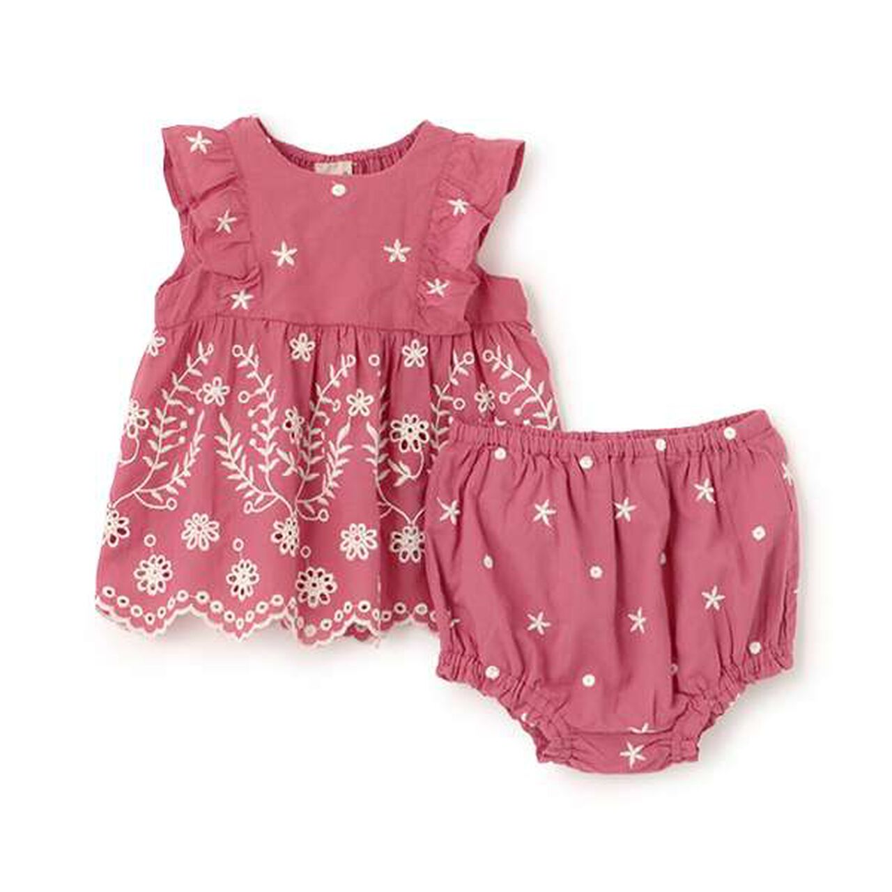 [Link] Cotton Lace Embroidery Outfit Set,Deep pink, large image number 5