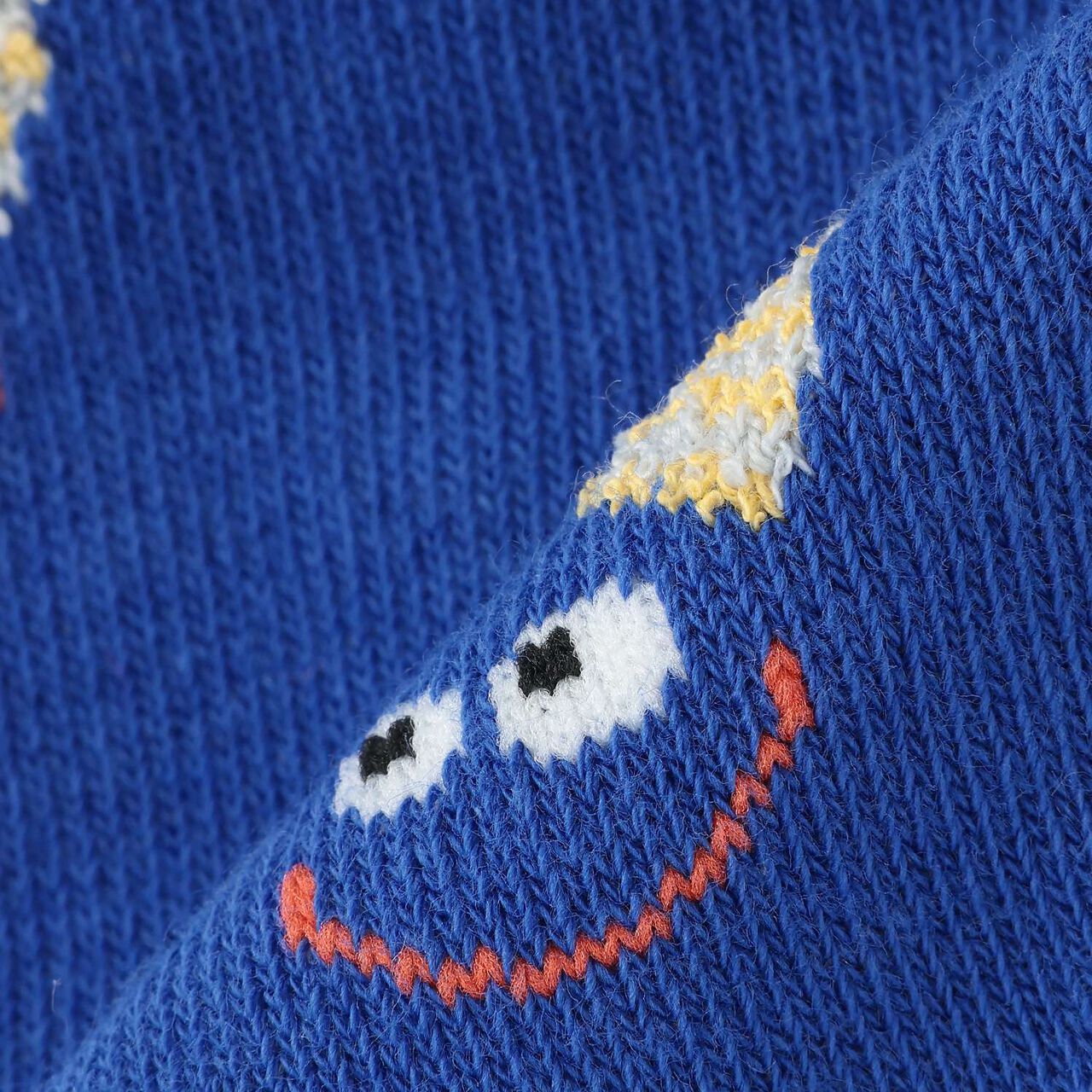 Face Pattern Crew Socks,Yellow, large image number 3