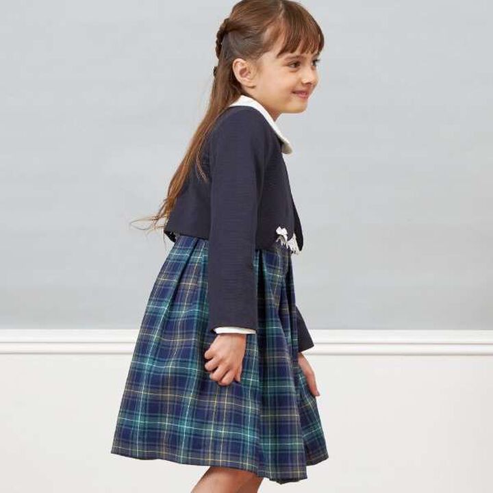 KP Ripple Ponte Fabric Collared Bolero [110-130],Off white, medium image number 11