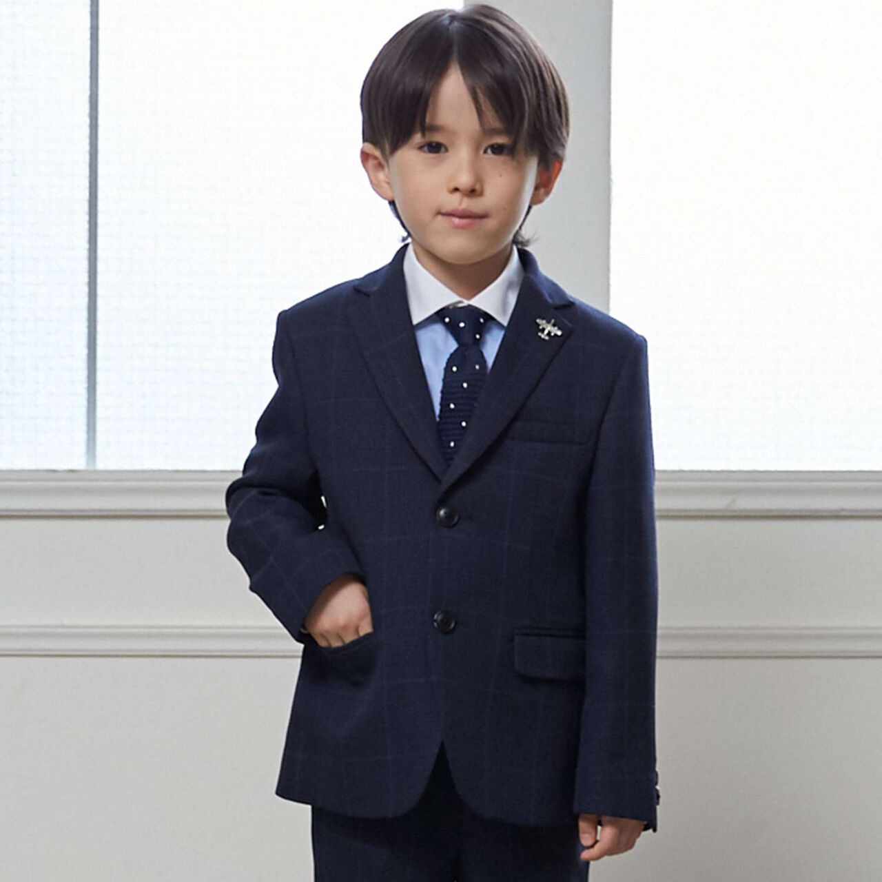 [Formal] Checkered Jacket & Half Pants Set,Light khaki, large image number 3