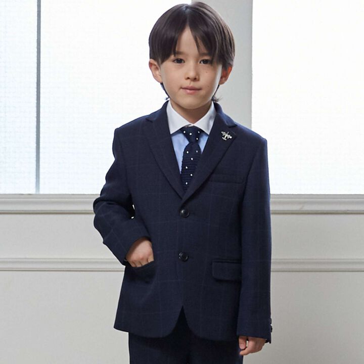 [Formal] Checkered Jacket & Half Pants Set,Light khaki, medium image number 3