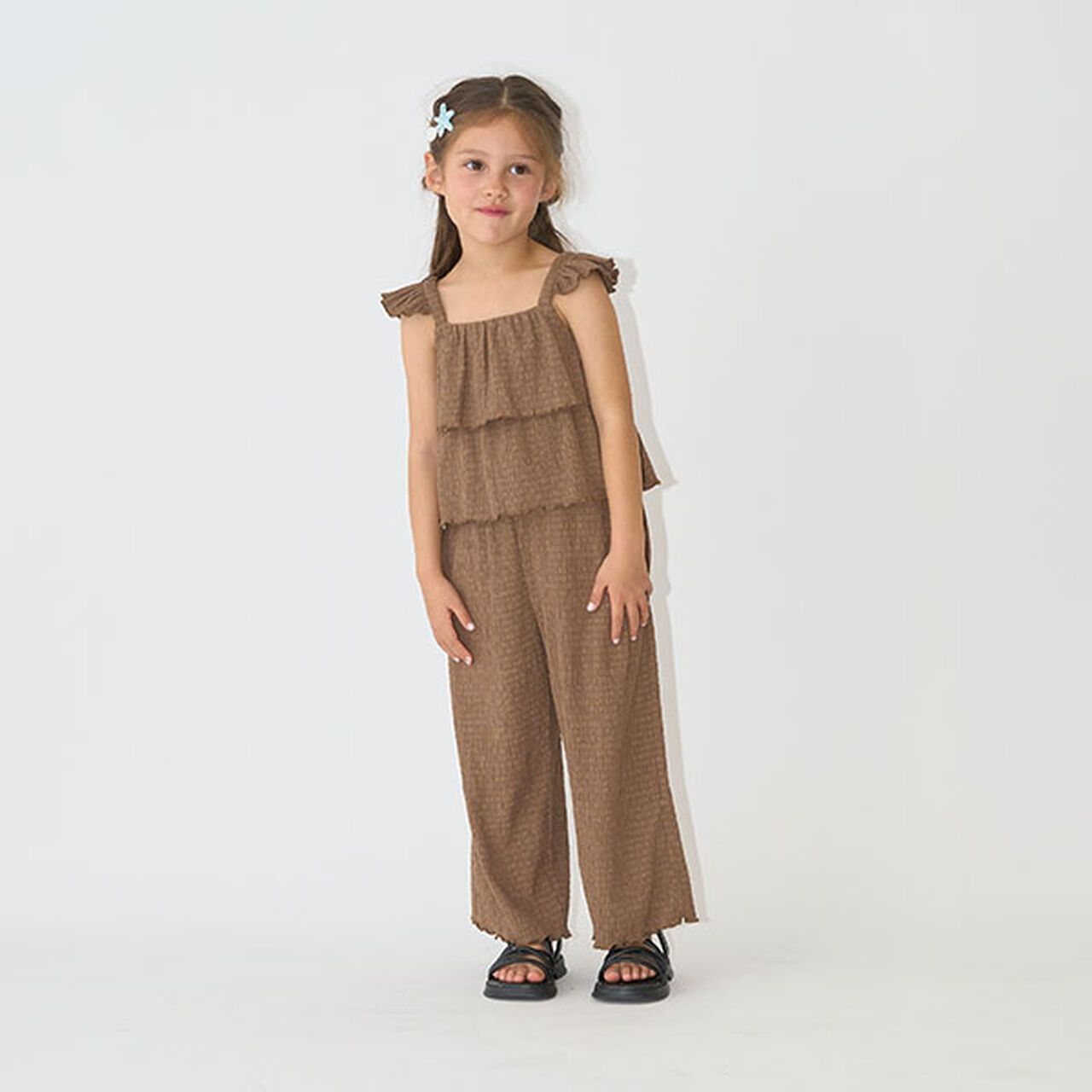 Cami & Long Wide Pants Outfit Set,Black, large image number 3