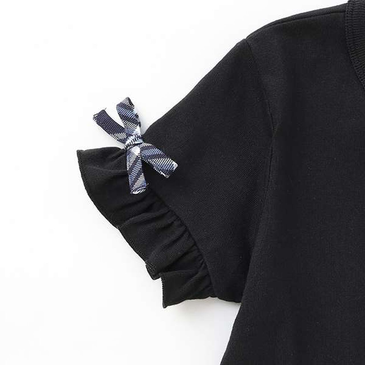 Checkered Pattern Short-Sleeve One-Piece Dress,Navy, large image number 3