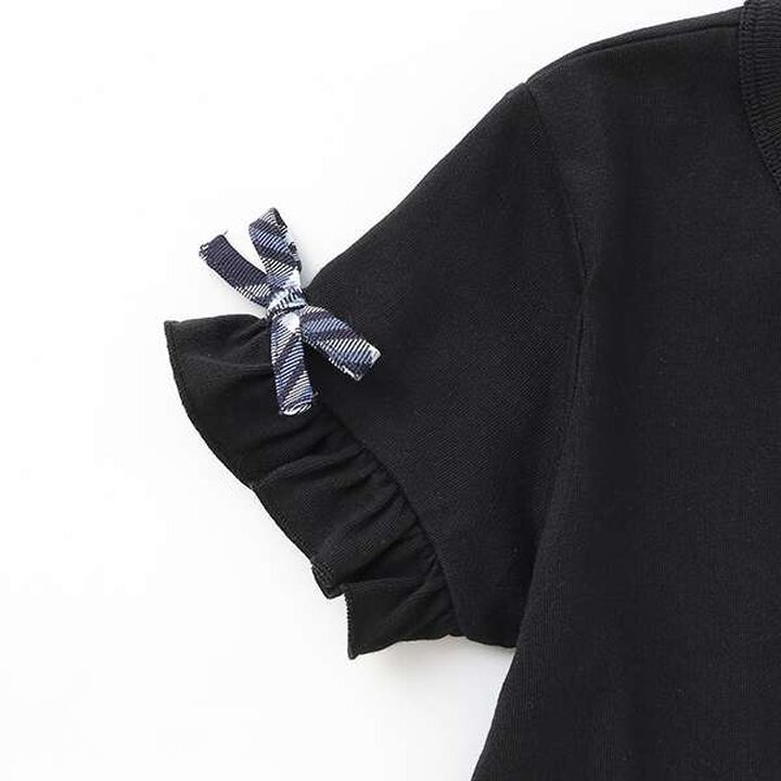 Checkered Pattern Short-Sleeve One-Piece Dress,Navy, medium image number 3