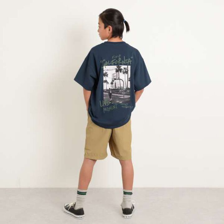 [Anti-Stain] Resort Back Print Short Sleeve T-Shirt,Navy, medium image number 7