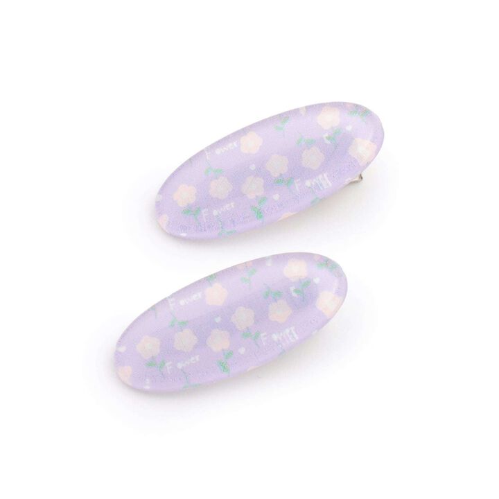 Flower All-Over Pattern Hair Clips (Set of 2),Lavender, medium image number 3