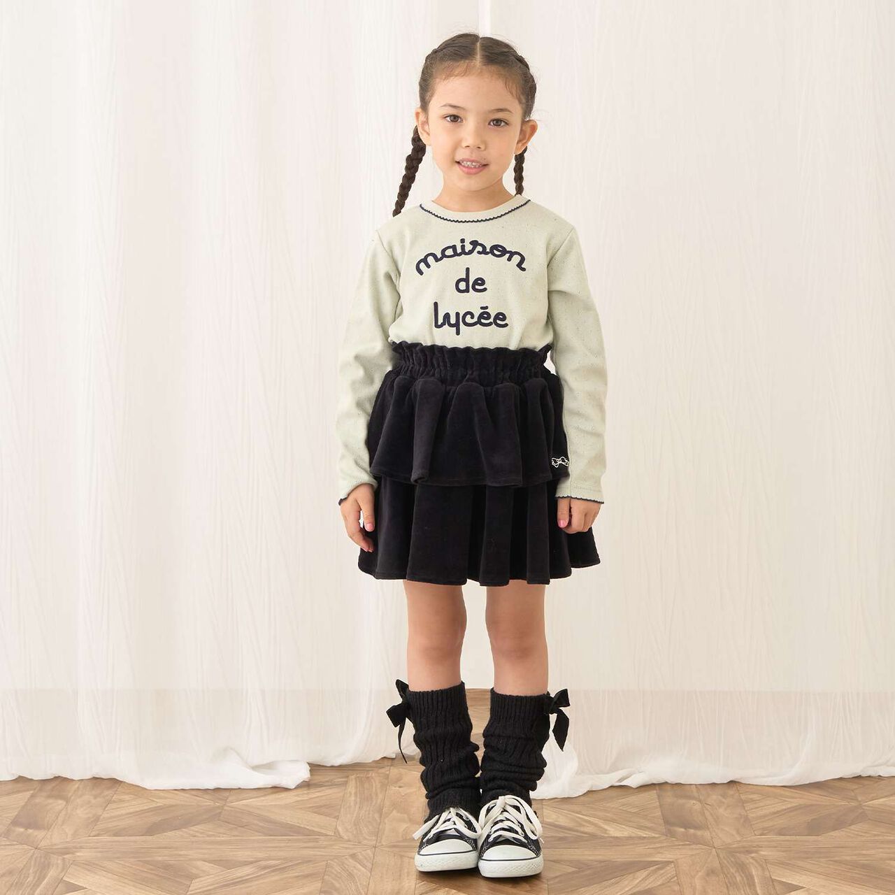 Plush Velour Coordinatable Tiered Skirt,Black, large image number 28