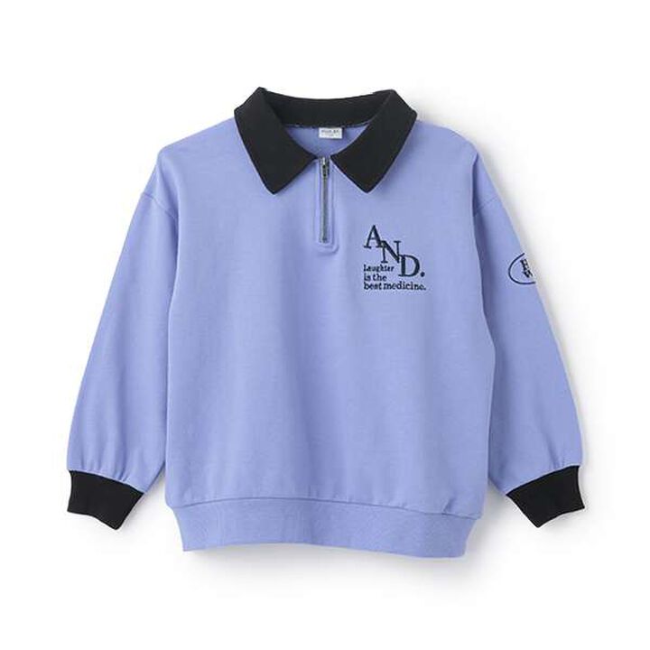 Half-Zip Wide Sweatshirt,Blue, medium image number 0