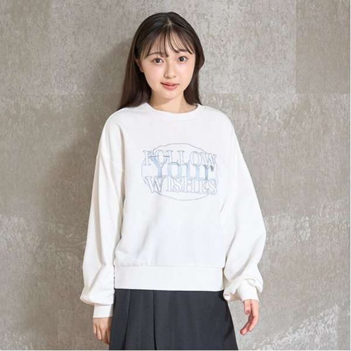 Circle Embroidery Pullover,Emerald green, medium image number 16