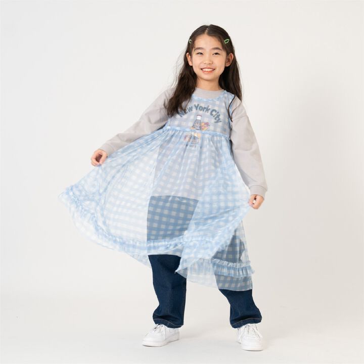 Chiffon Checkered One-Piece Dress,, medium