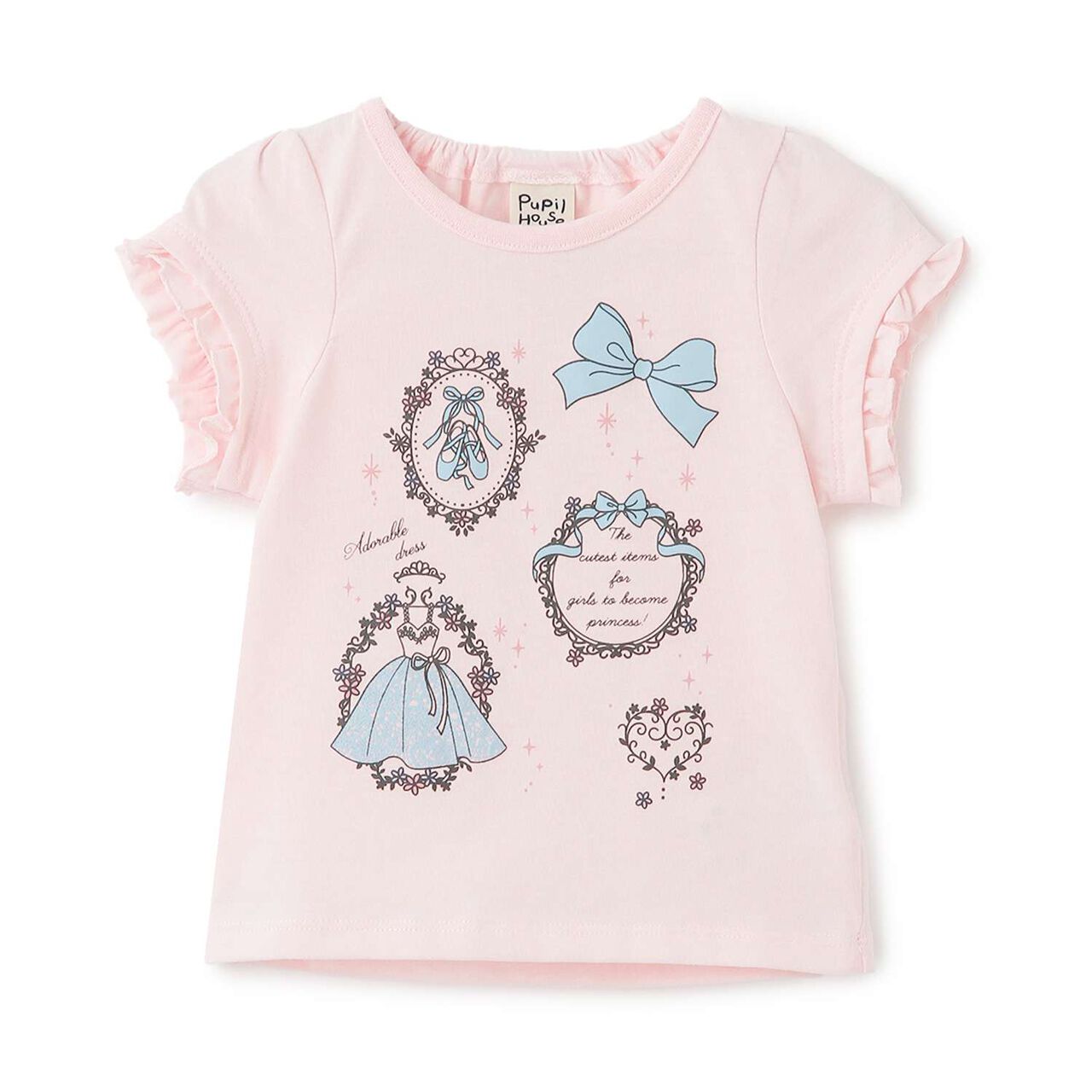 Ballet Motif Sleeve Frill T-Shirt,Light pink, large image number 7