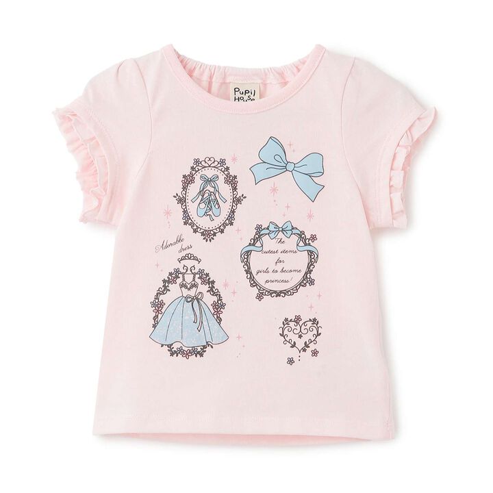 Ballet Motif Sleeve Frill T-Shirt,Light pink, medium image number 7