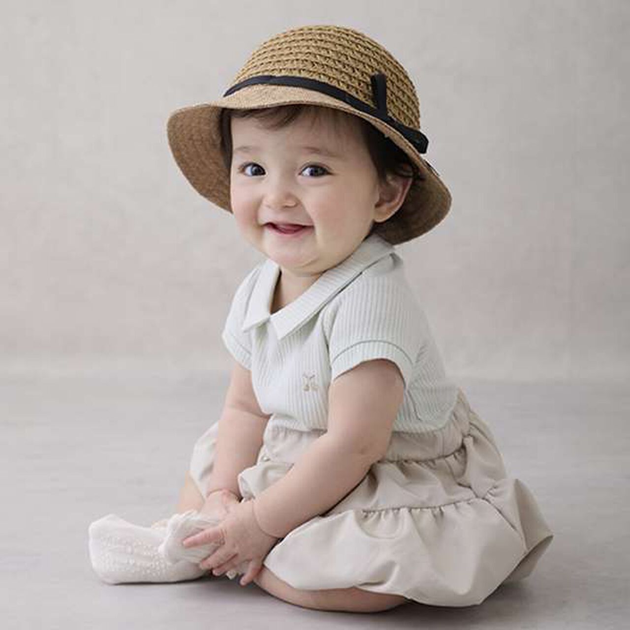 Mixed Material Hat,Ivory, large image number 2