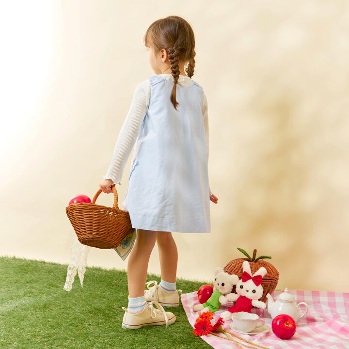 All-Over Pattern Lawn &times; Chambray Reversible Jumper Skirt,Blue, medium image number 31