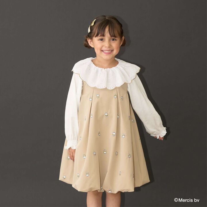 Miffy Embroidered All-Over Pattern Balloon One-Piece Dress,Black, medium image number 15