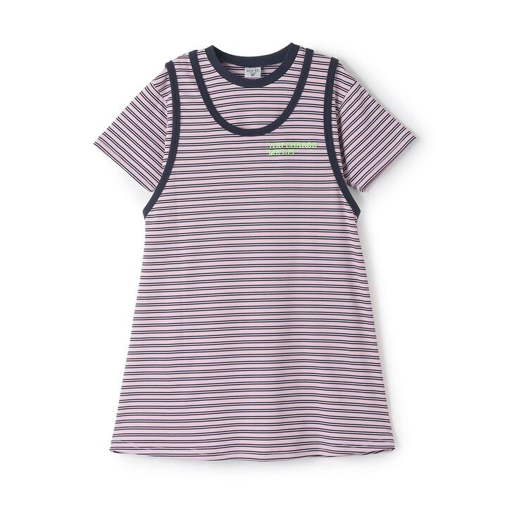 Stripe Pattern 2-Piece Tank One-Piece Dress,Pink, medium image number 0