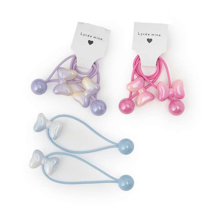 [Lycee Mine Ballet Series] Gradient Ribbon Hair Ties 2P Set,Cherry Pink, medium image number 7