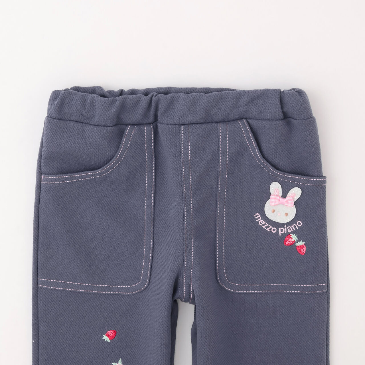 Rabbit Embroidery Cut Leggings,Blue, large image number 2