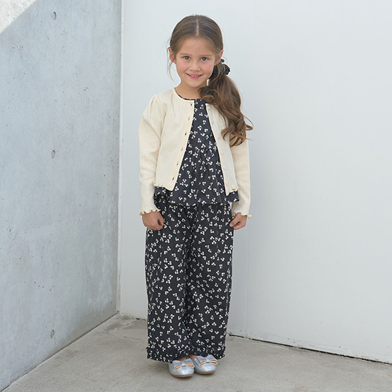 Frill Blouse & Frill Wide Pants Outfit Set,Black, large image number 7