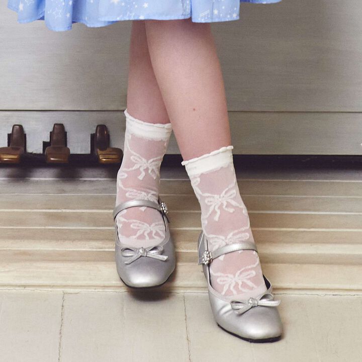 Ribbon Pattern Sheer Socks,, medium