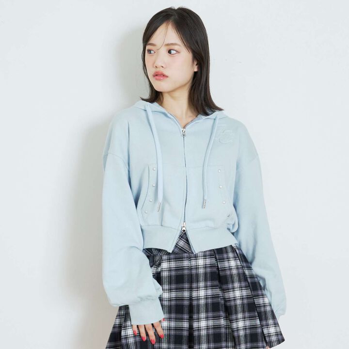 [LTXC/100% Cotton/Set Available] Studded Zip Parka,Black, medium image number 2