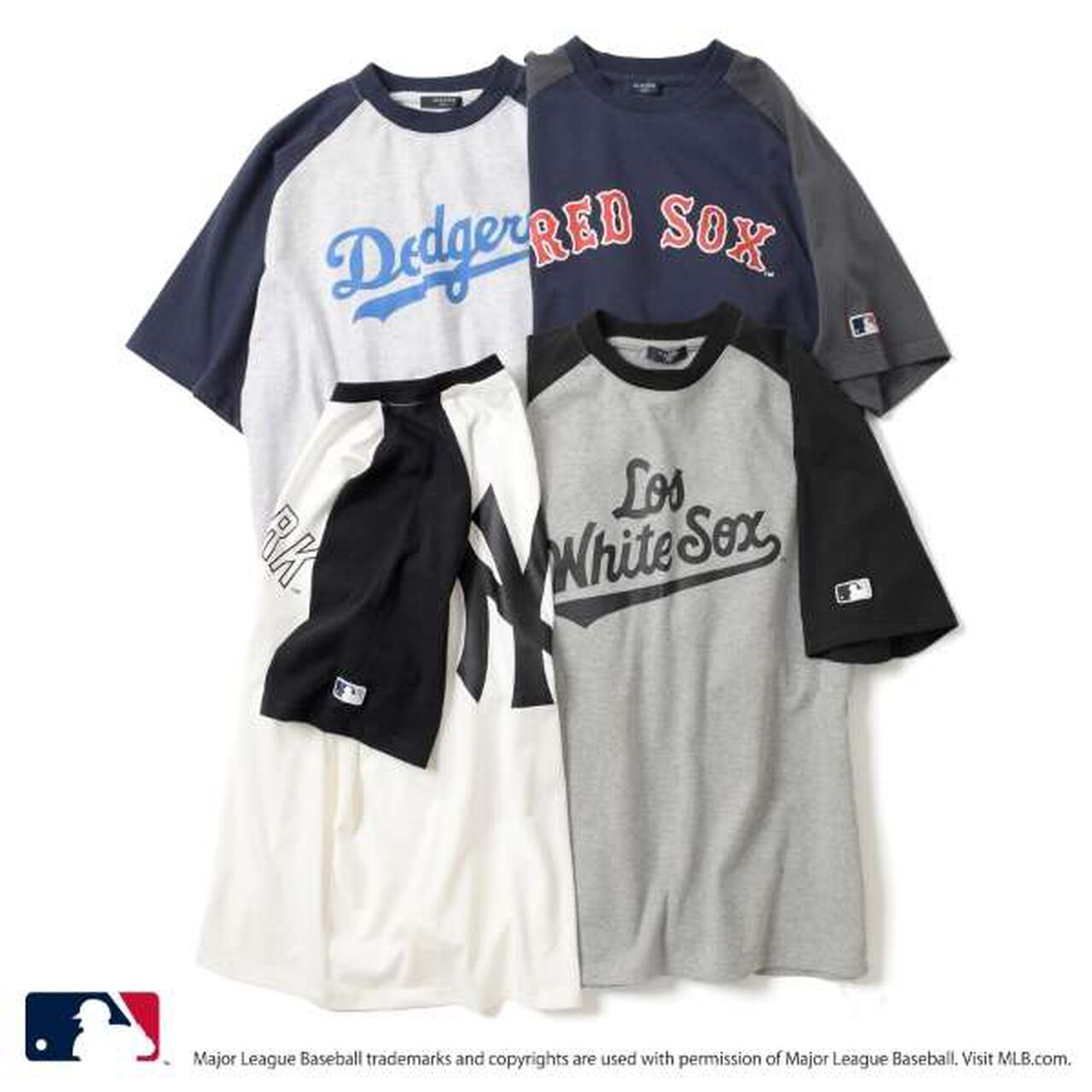 [MLB] Team Logo Print Raglan Short Sleeve T-Shirt,White, large image number 7