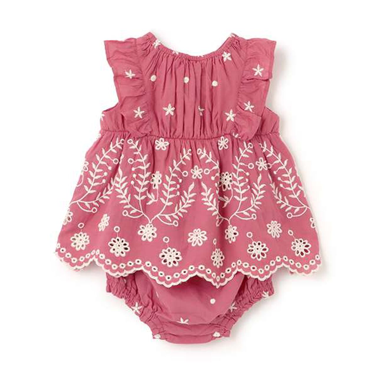 [Link] Cotton Lace Embroidery Outfit Set,Deep pink, large image number 4