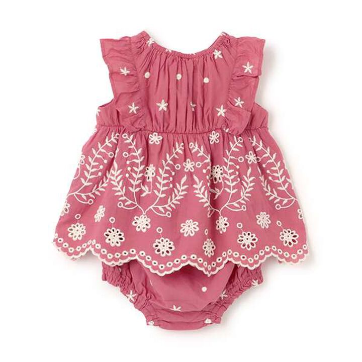 [Link] Cotton Lace Embroidery Outfit Set,Deep pink, medium image number 4