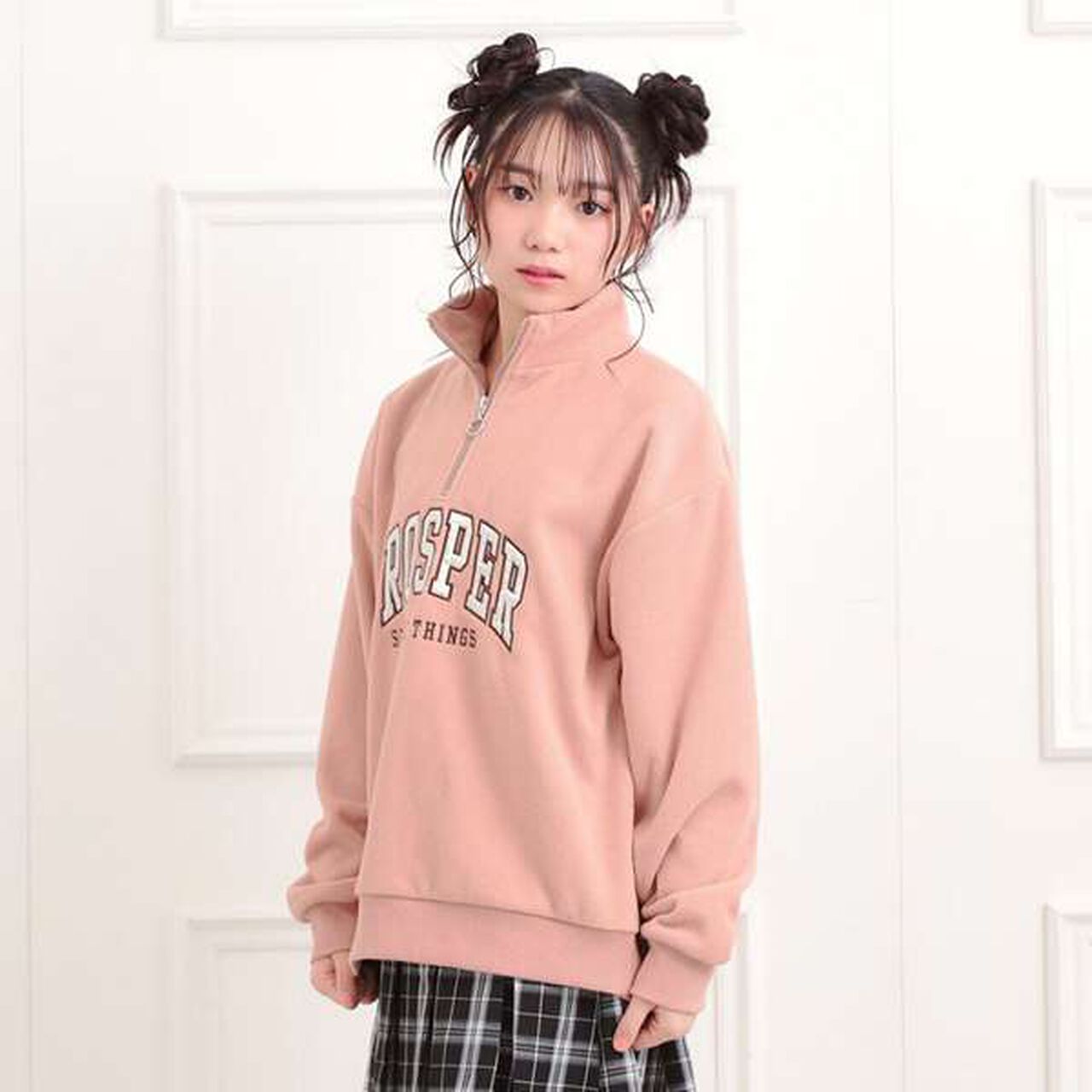 Half-Zip Fleece Sweatshirt,Light pink, large image number 11