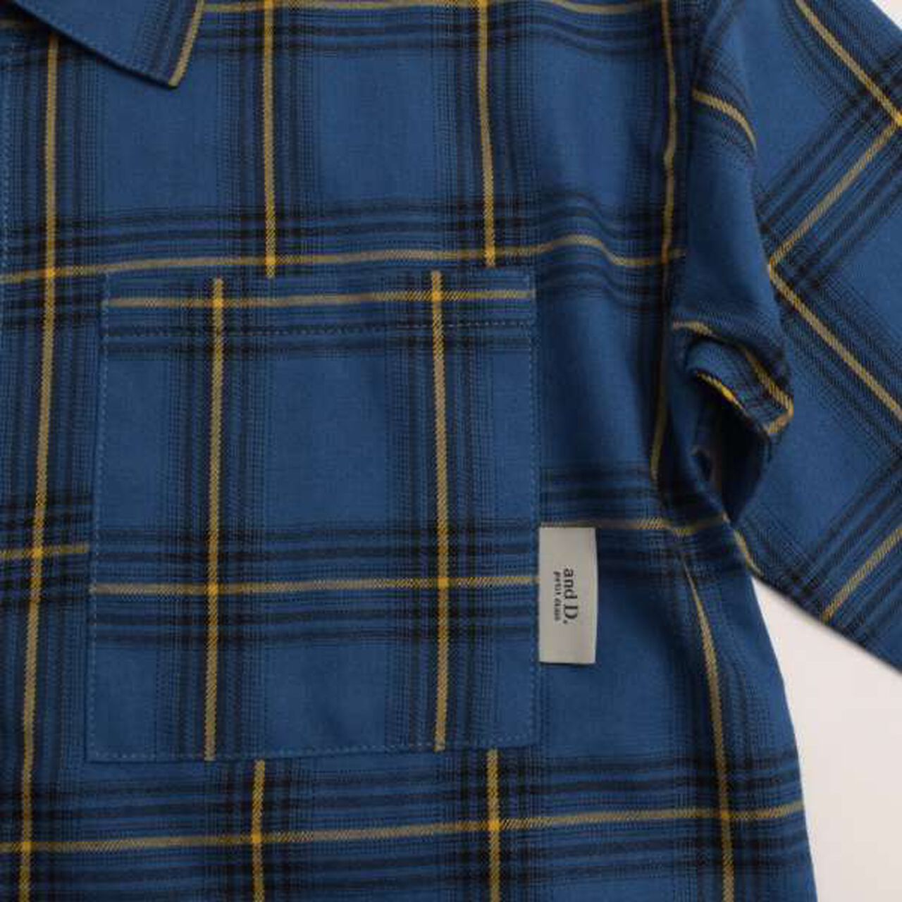 Drop Shoulder Pattern Long-Sleeve Shirt,Navy, large image number 7