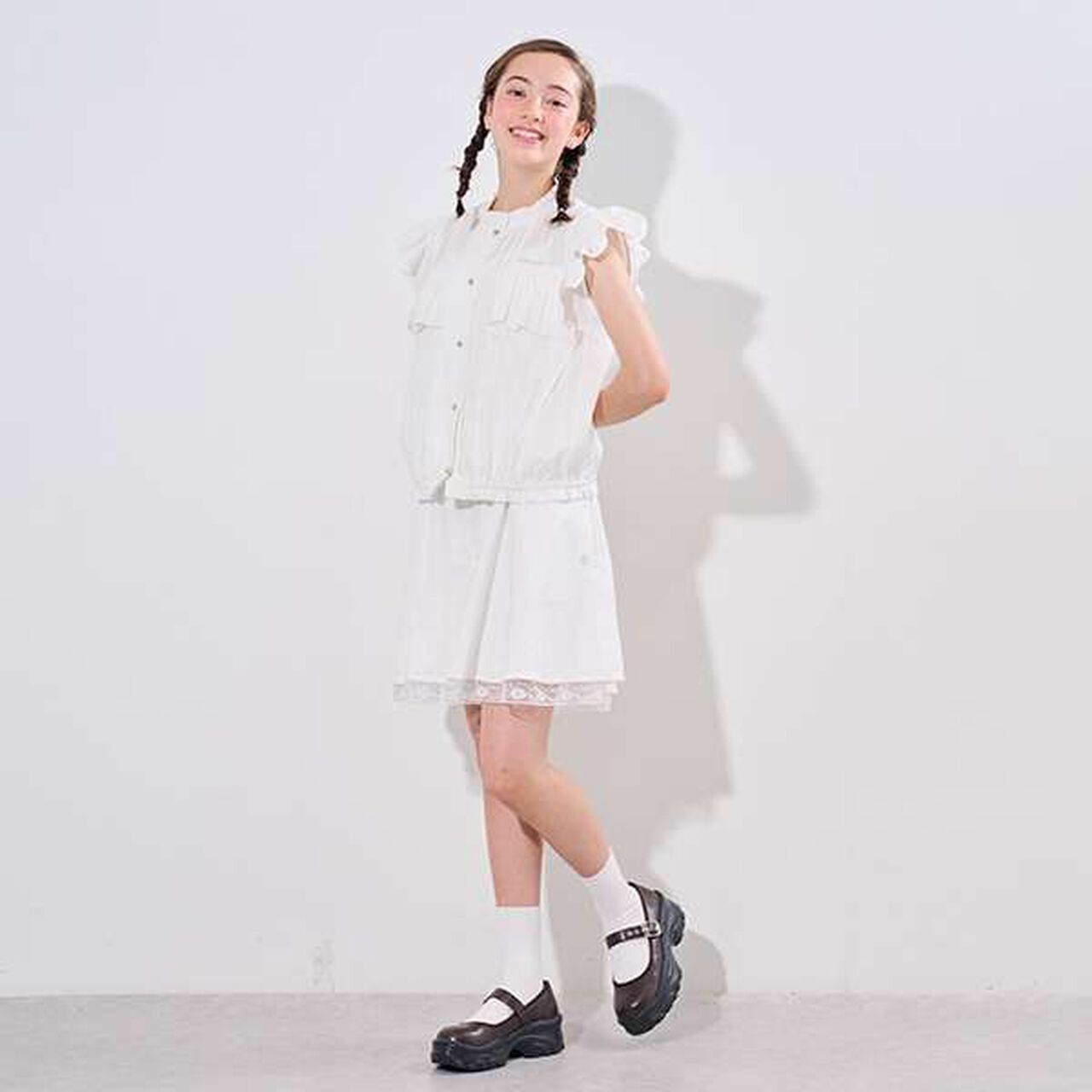 Lace Hem Culottes,Off white, large image number 18