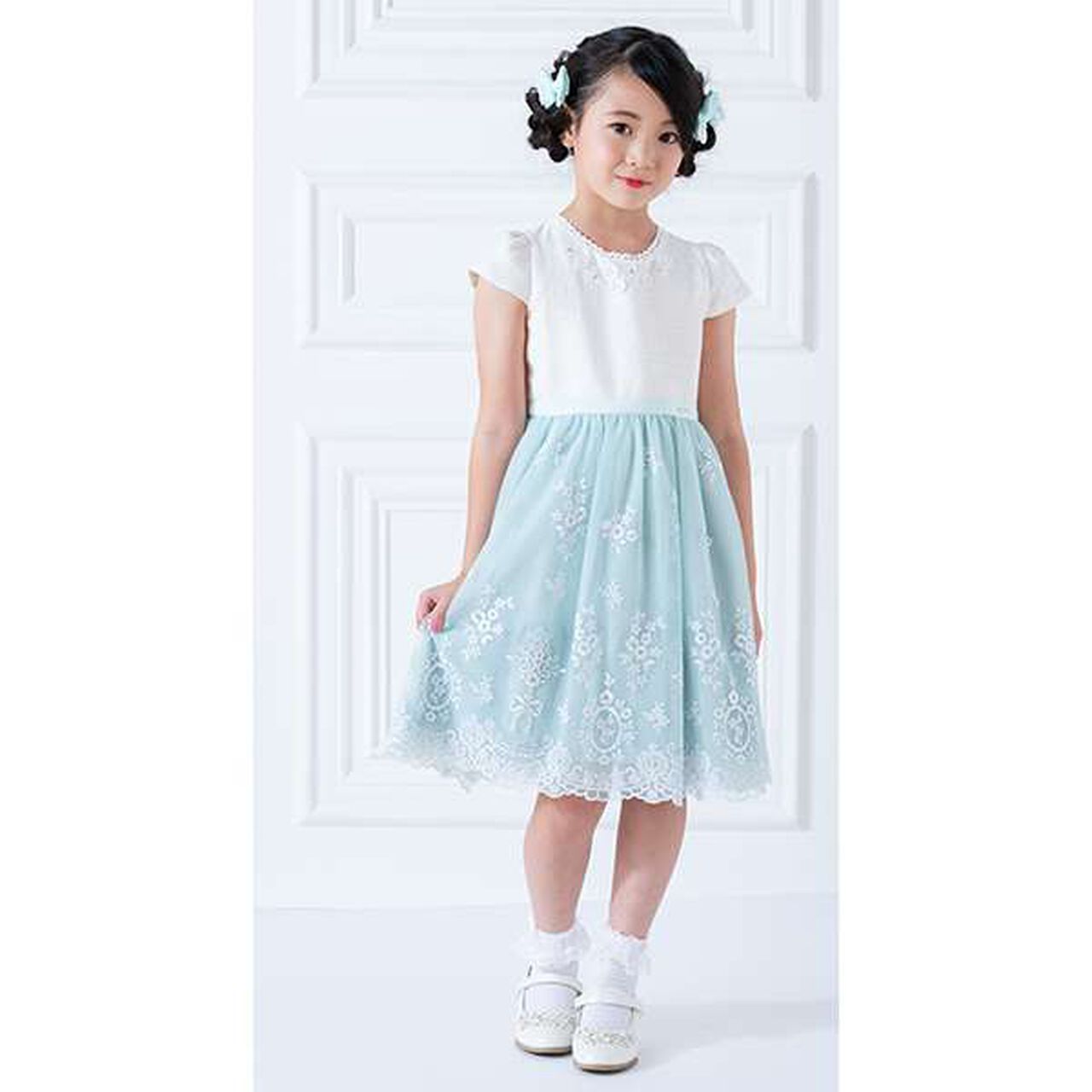 Tweed & Tulle Lace Embroidered Docking Dress,Lavender, large image number 11