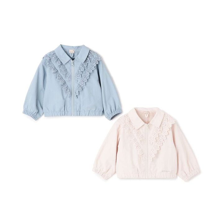 Lace Frill Bomber Jacket,Light pink, medium image number 12