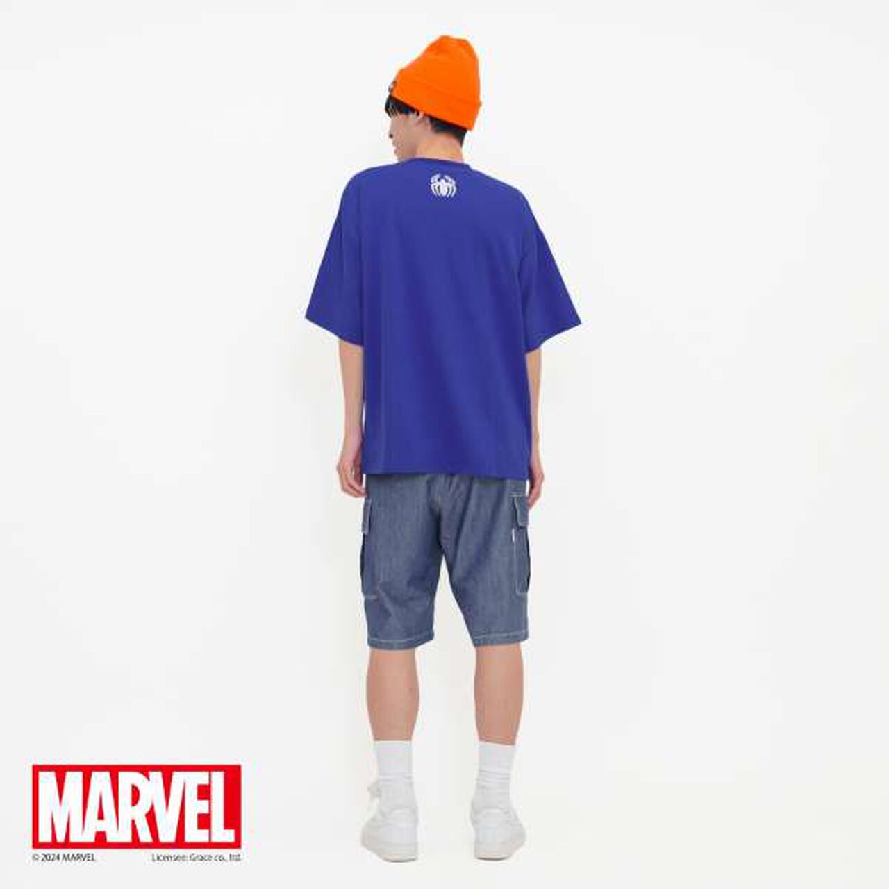 [Adult Size Available] [MARVEL] Spider-Man College Logo Big T-Shirt,White, large image number 4
