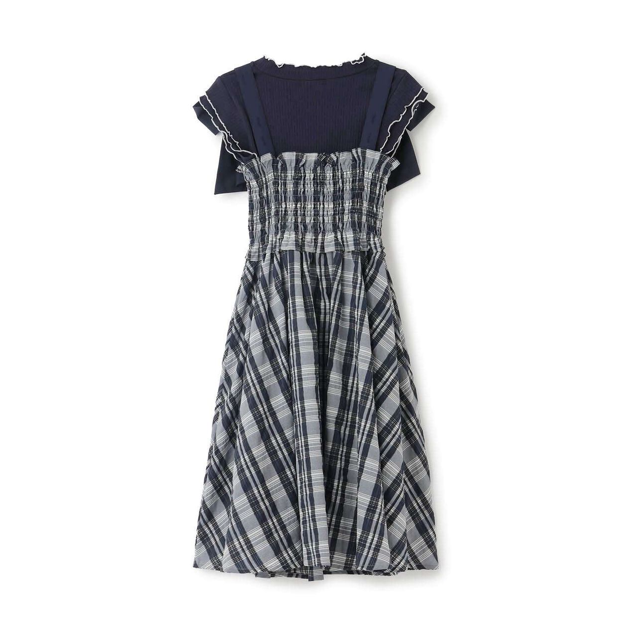 [Restocked] Shoulder Ribbon Jumper Skirt & Melow Inner Set,Black, large image number 1