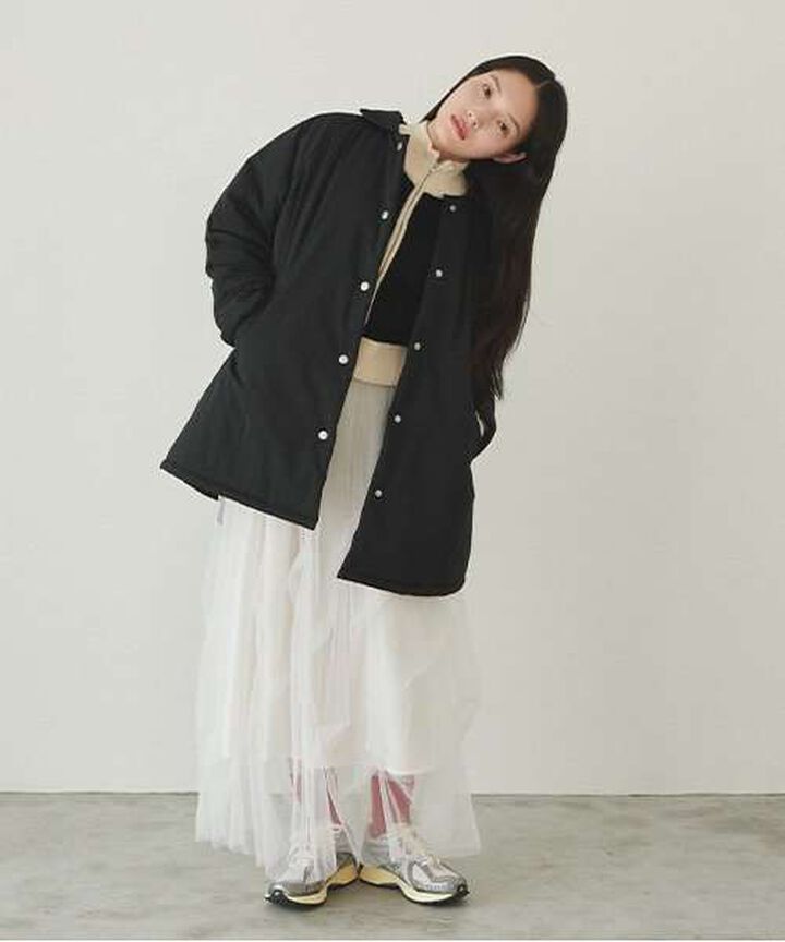 Padded A-Line Coat,Off white, medium image number 16