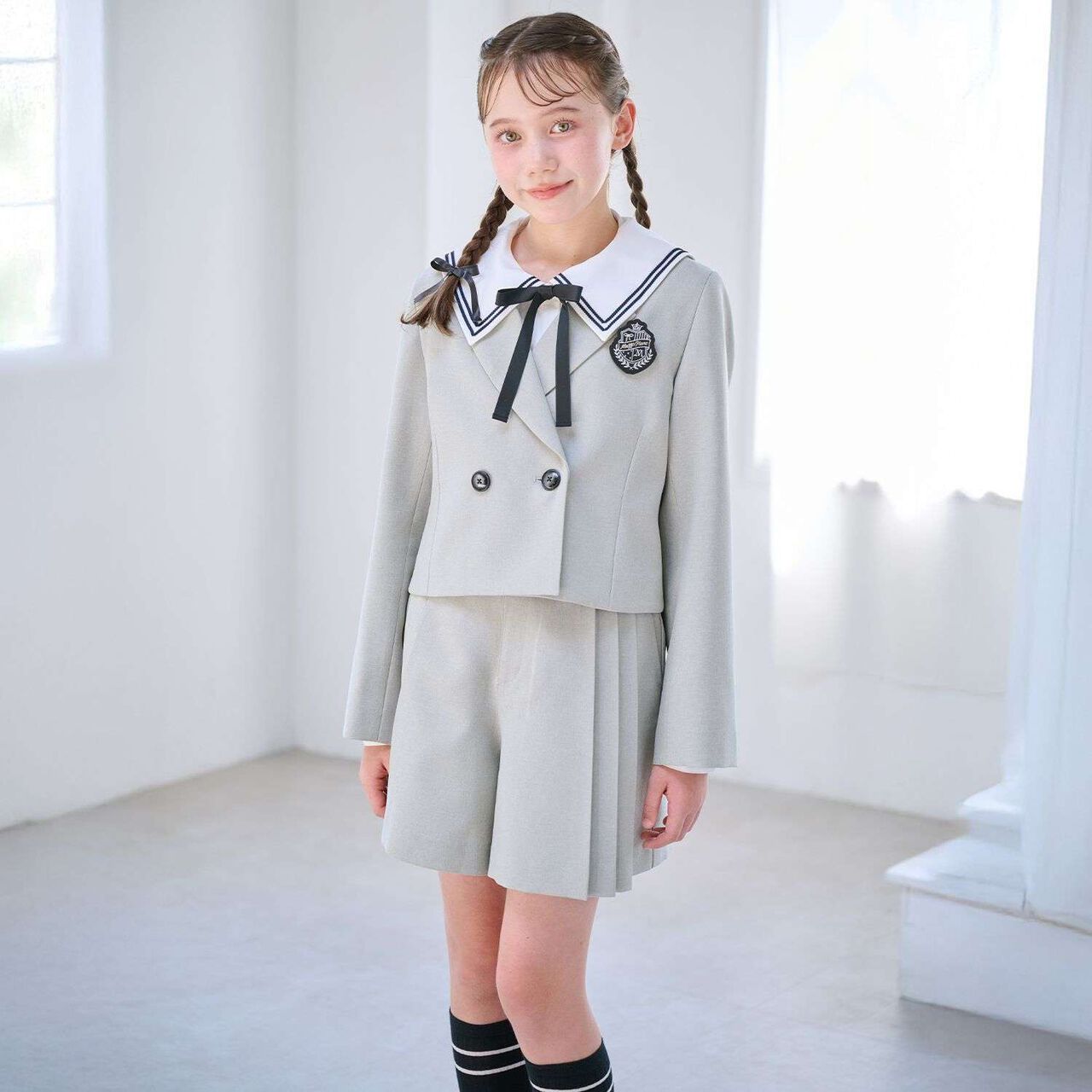 Short Jacket & Shorts Set,Light gray, large image number 20