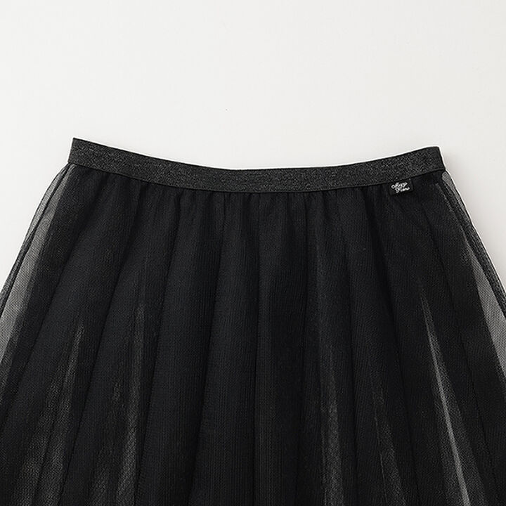 Checkered Box Pleated Skirt-Pants & Tulle Skirt Set,Black, medium image number 18