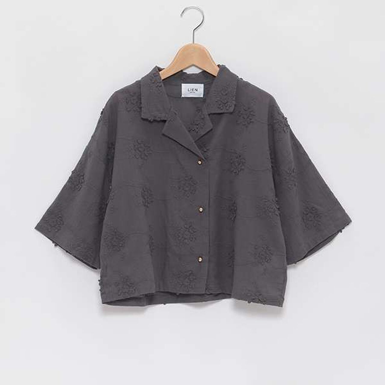 [LADIES] Floral Lace Shirt,Charcoal gray, large image number 0