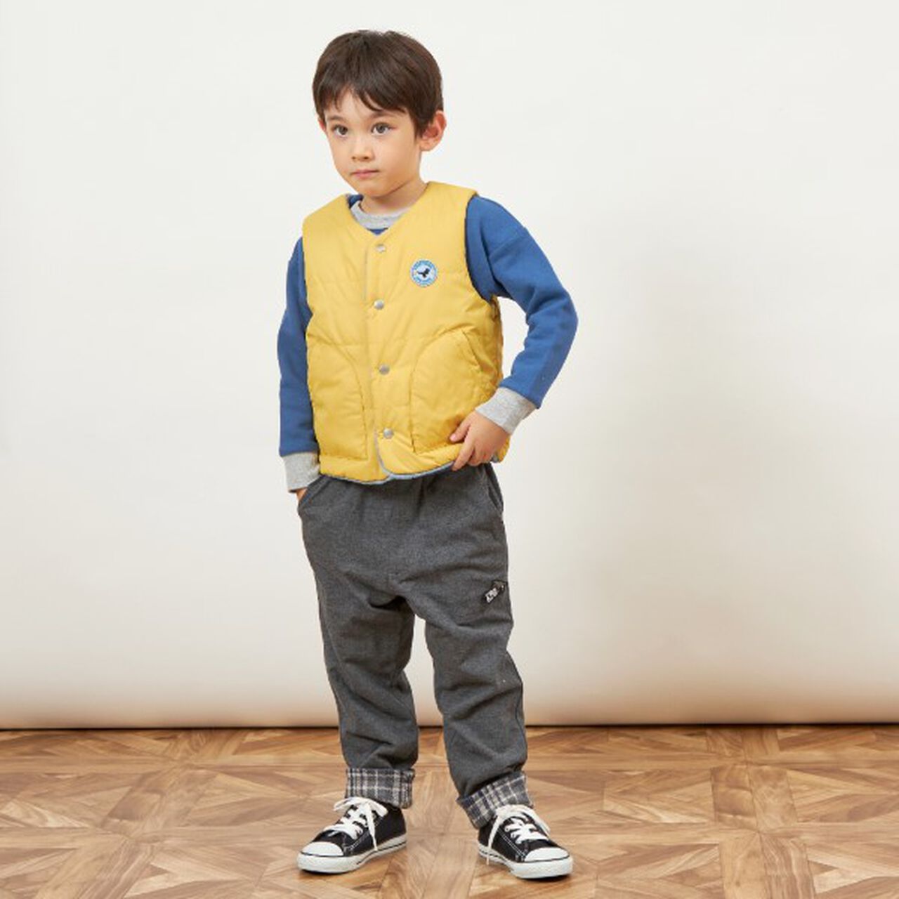 KPBOY Dinosaur Reversible Boa Lined Padded Vest (80-130),Blue, large image number 9